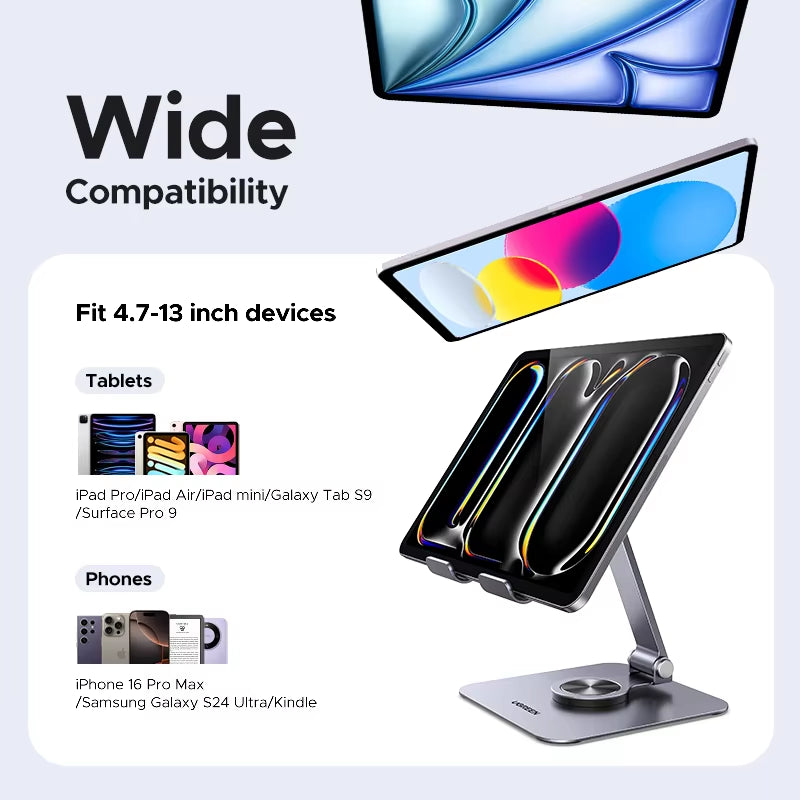 Tablet Phone Stand for Ipad Pro Iphone Xiaomi Tablet Support 360°Rotatable Aluminum Ipad Stand Laptop Stand Tablet Holder