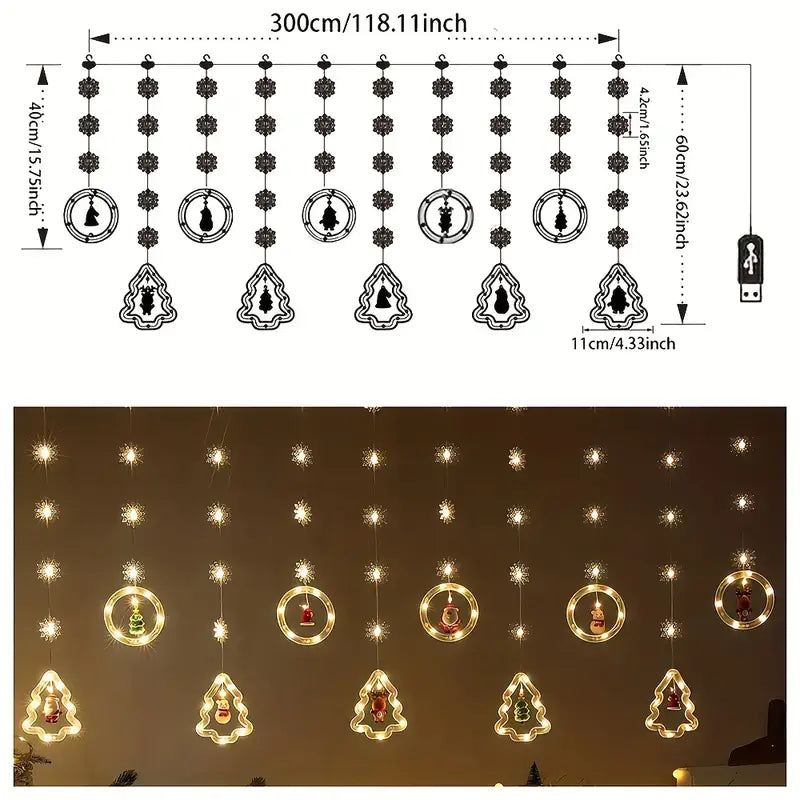 USB-Powered Festive Christmas Decor with Santa, Reindeer, Snowman & Tree Designs