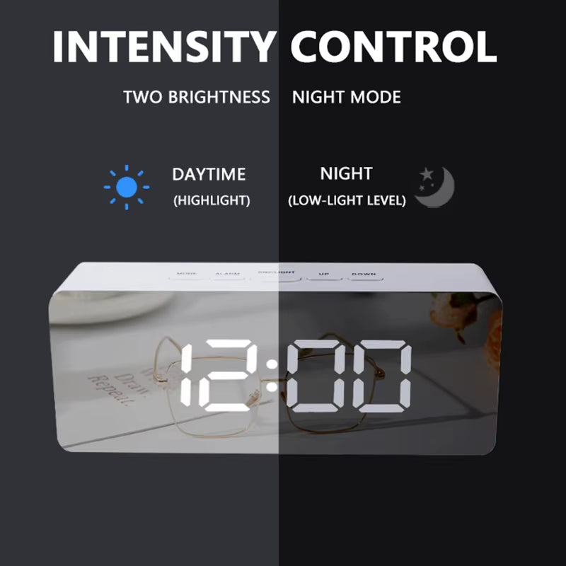 Digital Alarm Clock LED Electronic Desktop Clock with Temperature for Bedroom Home Office Teens Kids