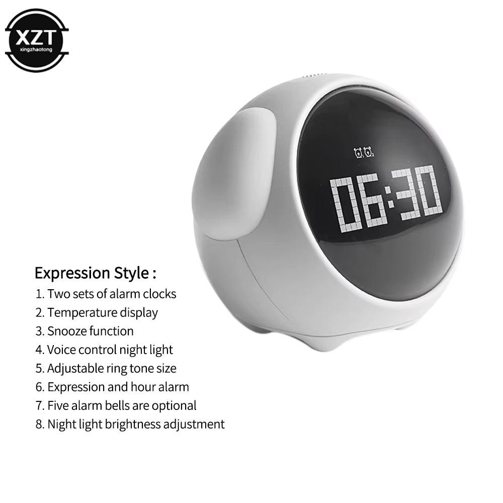 Multifunction Table Clock Expression Alarm Clock Pixel Alarm Clock Bedside Kids Night Wake up Light Smart Alarm Clock Children