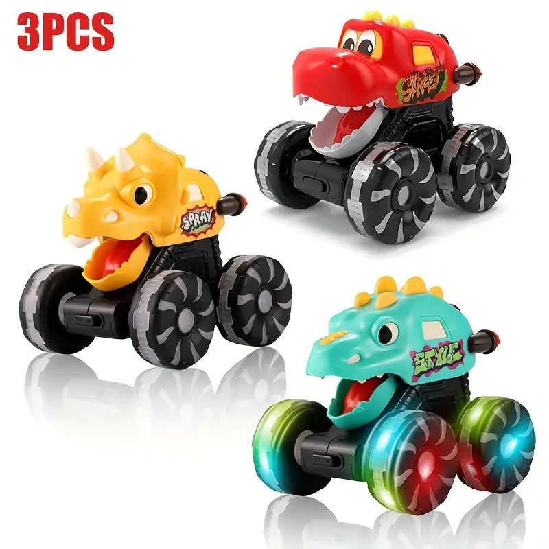 3 Piece Monster Truck Toy, Motion Activated Light-Up