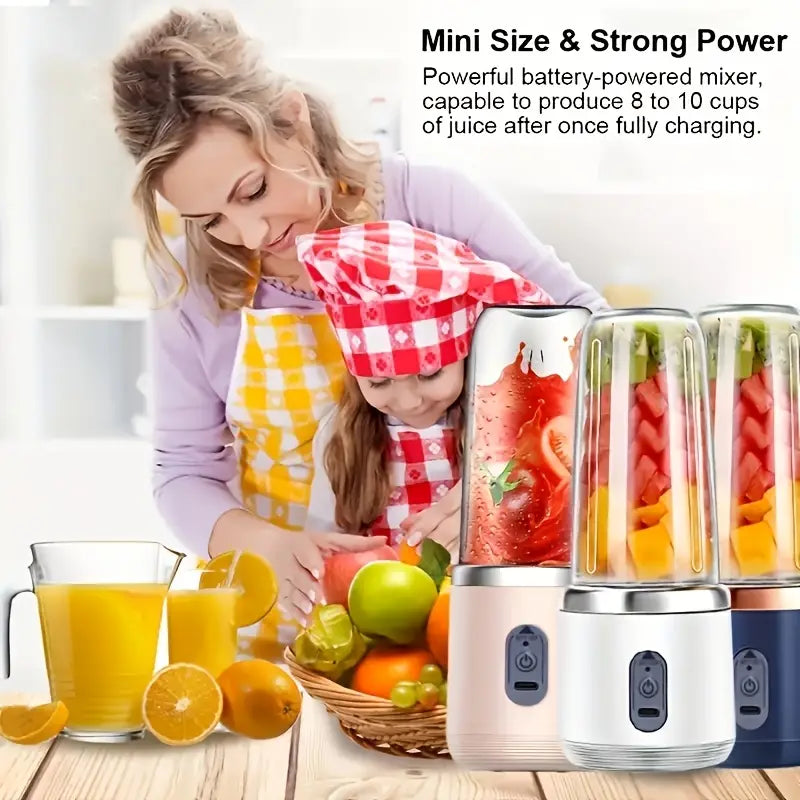 1pc Portable Double-Cup Fruit Juicer, One-Touch Operation