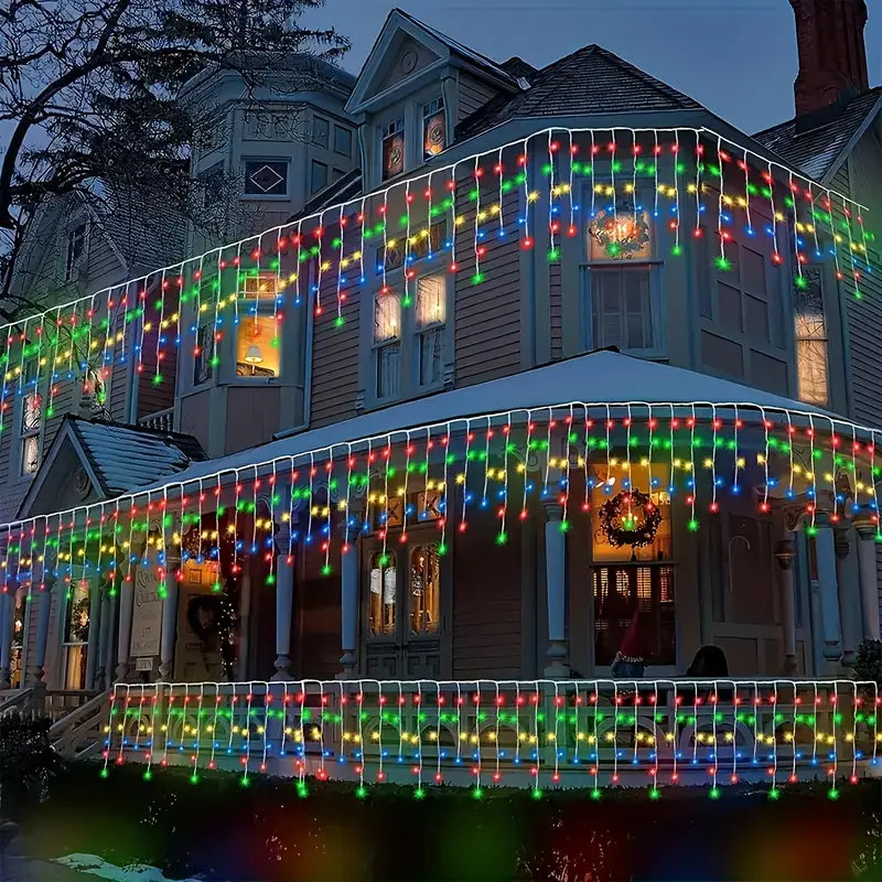162 LED Solar Icicle String Lights, 8 Modes Festive Decoration Lights