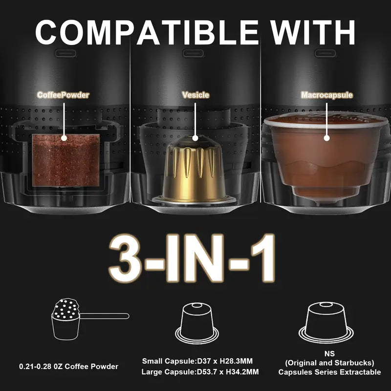 Portable Espresso Maker with USB Type-C Charging