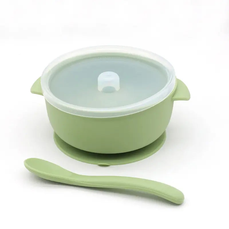 3 pcs Silicone Set 1 Spoon 1 Lid 1 Bowl