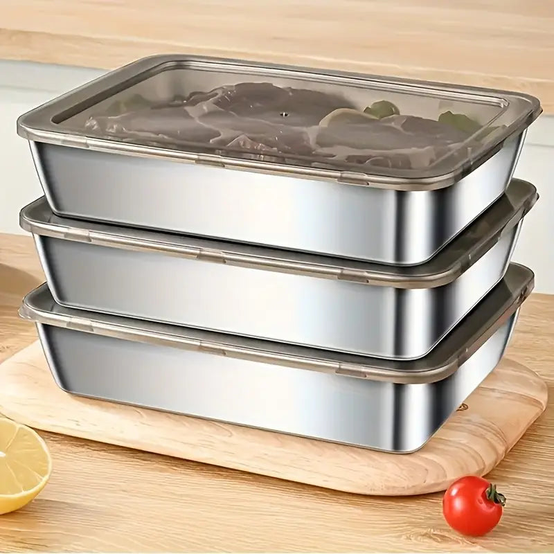 3pcs Stainless Steel Food Storage Containers Leak-Proof