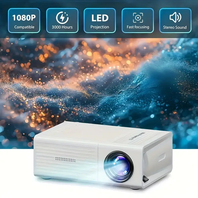 Portable Mini Projector with Built-in Speaker