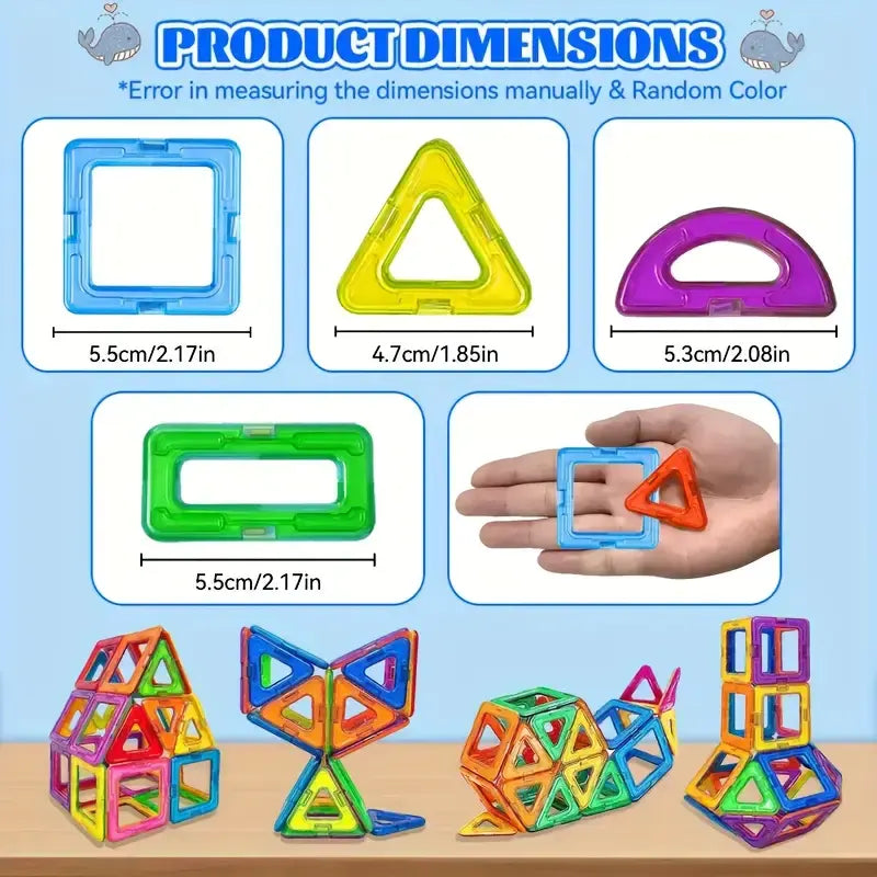 100 Piece Magnetic Building Blocks STEM Educational Set with Storage Bag