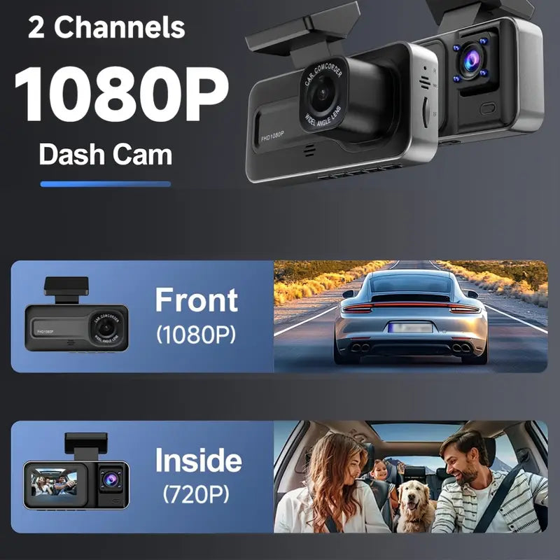Car Dashcam with Dual Lens 1080P+720P