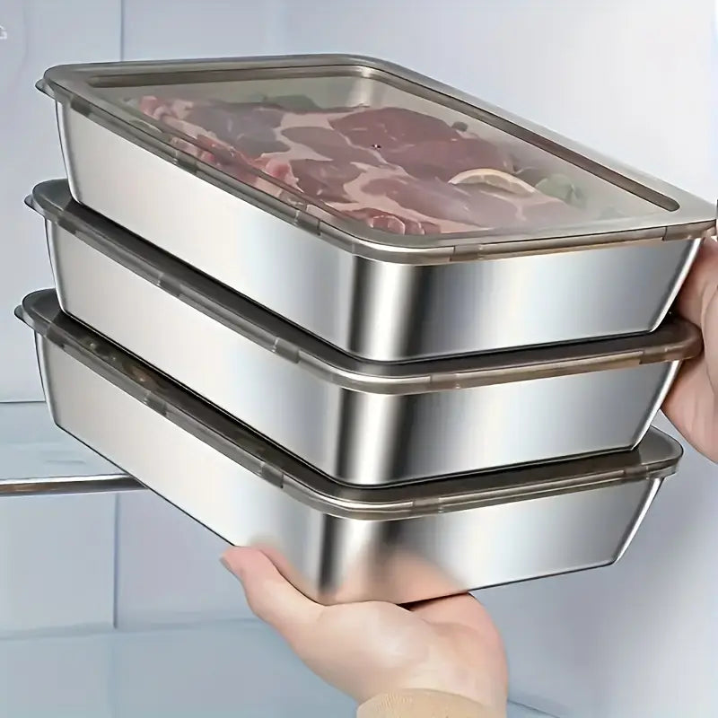 3pcs Stainless Steel Food Storage Containers Leak-Proof