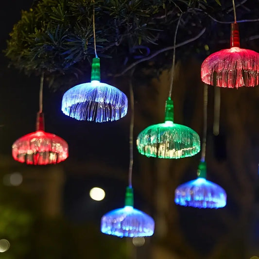 4pcs Solar-Powered RGB Hanging Jellyfish Lights
