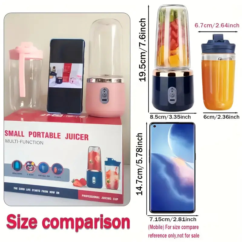 1pc Portable Double-Cup Fruit Juicer, One-Touch Operation