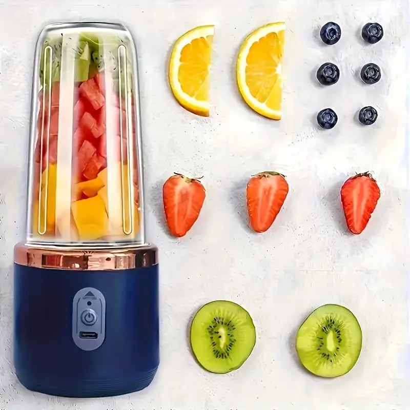 1pc Portable Double-Cup Fruit Juicer, One-Touch Operation