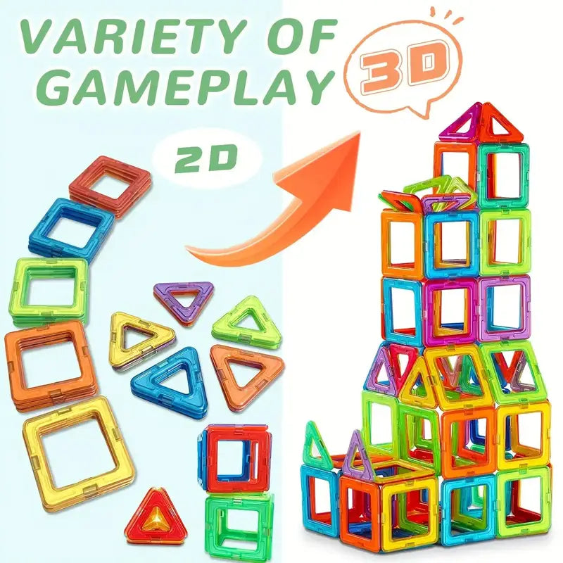 100 Piece Magnetic Building Blocks STEM Educational Set with Storage Bag