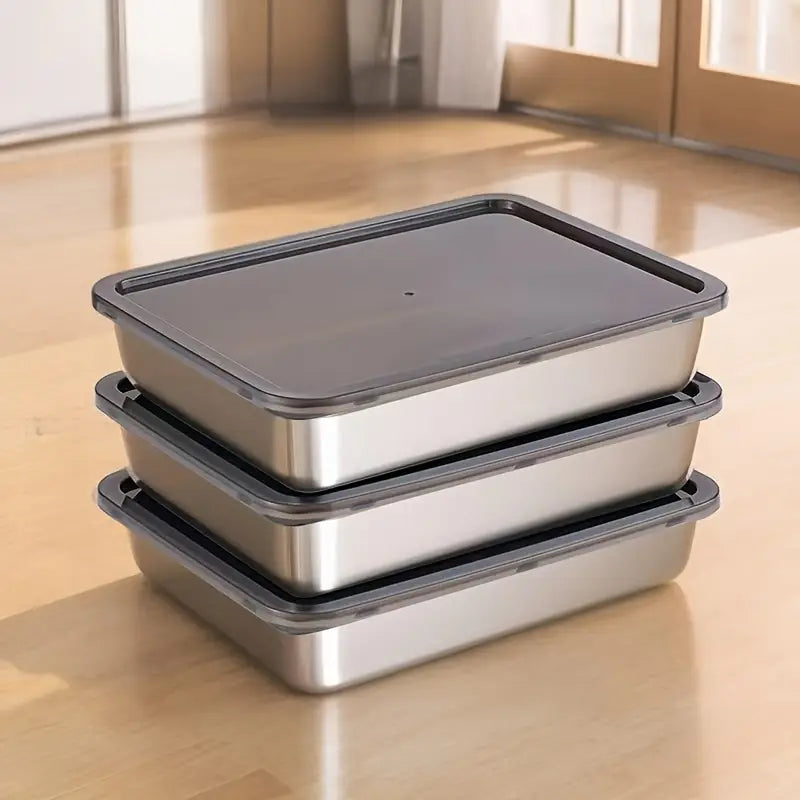 3pcs Stainless Steel Food Storage Containers Leak-Proof