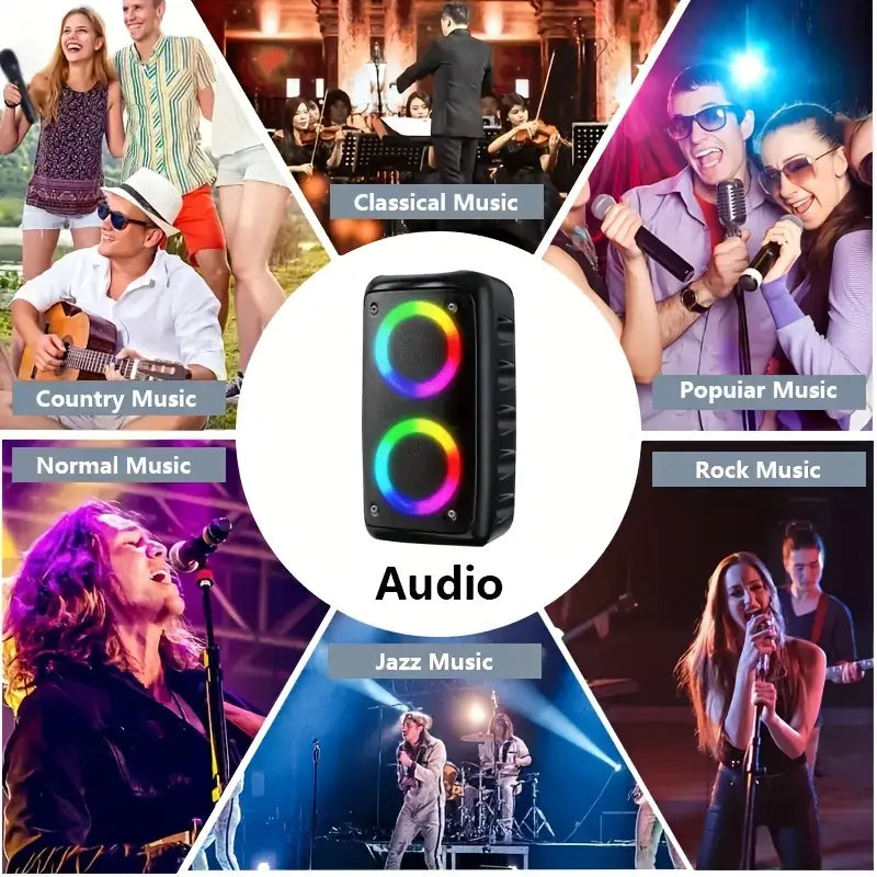High-Power Wireless Speaker with Subwoofer & Microfone