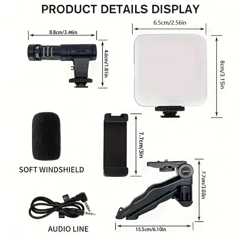 Professional Selfie Stick Light Kit with Tripod-like Stabilizer