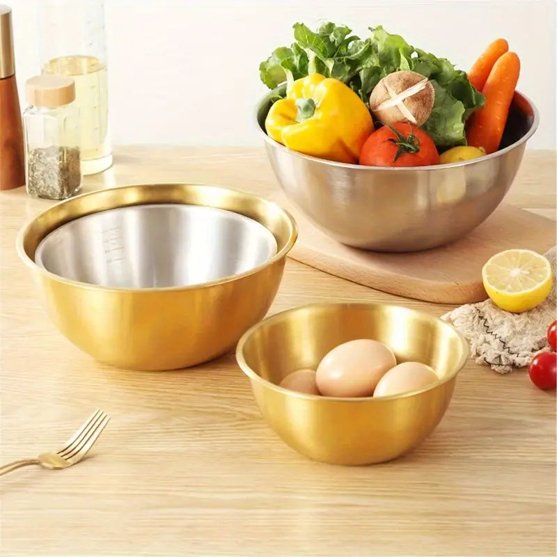 3pcs Set Stainless Steel Bowls-1 Set, Large, Medium And Small Size