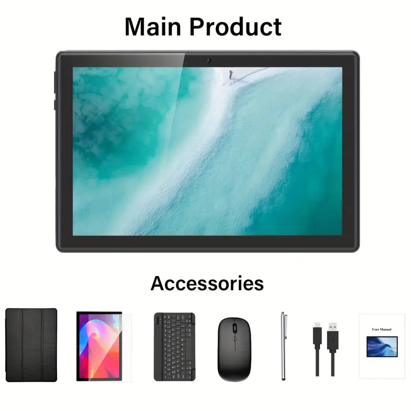 Android Tablet 10 Inch Android 14 Tablet, Keyboard, Mouse, Case, Stylus