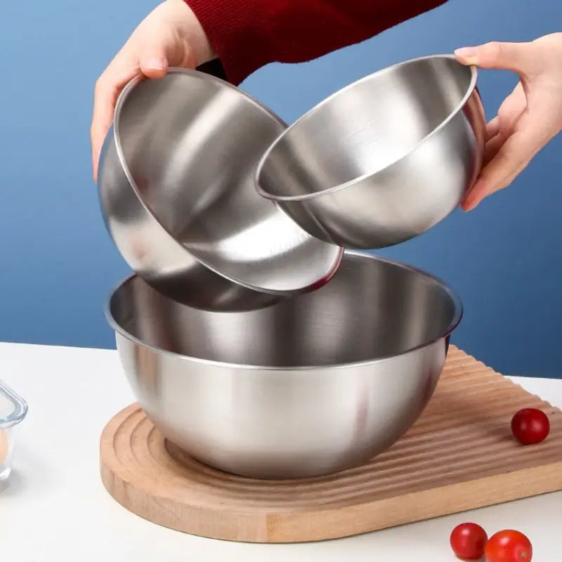 3pcs Set Stainless Steel Bowls-1 Set, Large, Medium And Small Size