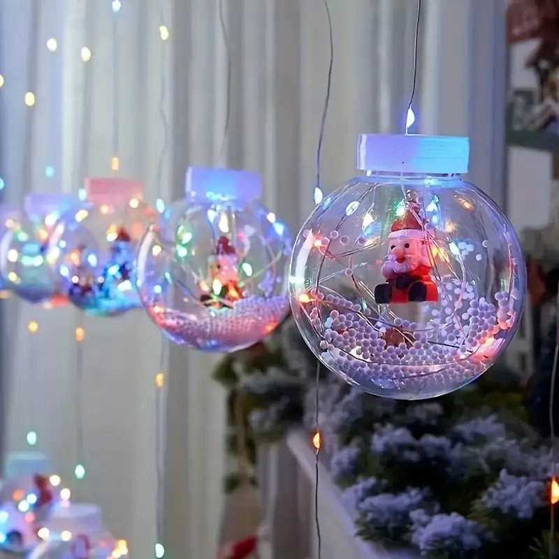 Christmas LED String Lights with Santa, Reindeer, and Snowman 3m