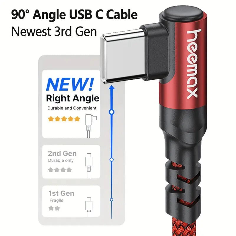 USB Type C Right Angle Charger Cable