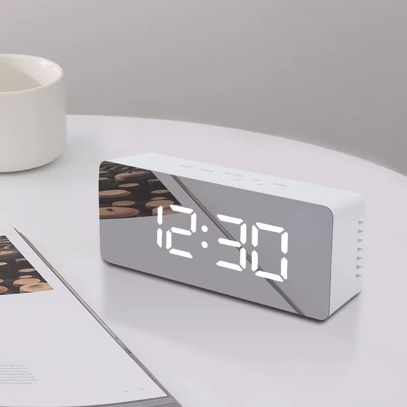 Digital Alarm Clock LED Electronic Desktop Clock with Temperature for Bedroom Home Office Teens Kids