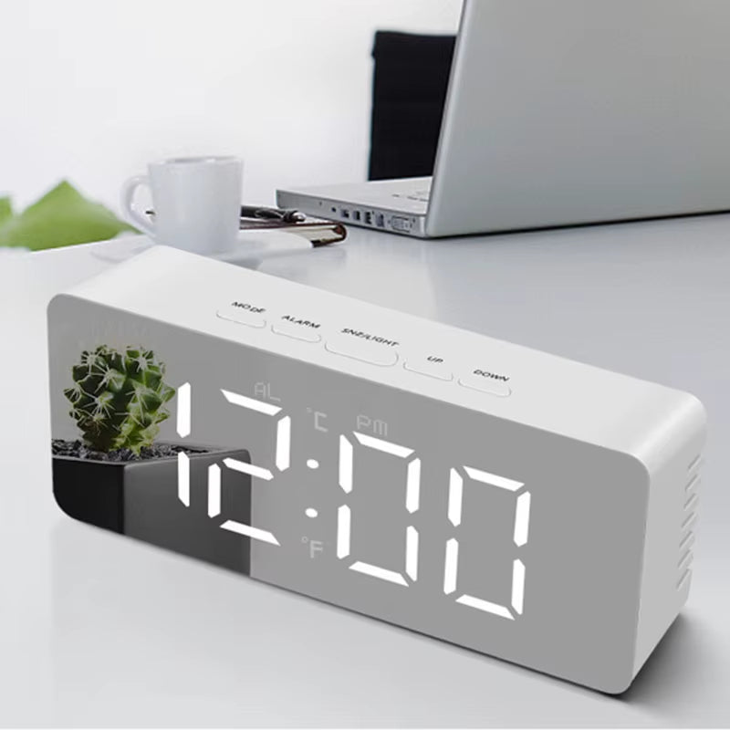 Digital Alarm Clock LED Electronic Desktop Clock with Temperature for Bedroom Home Office Teens Kids