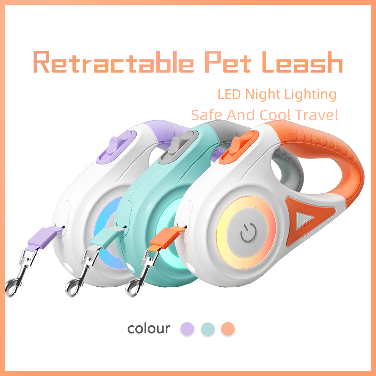 Dog Leash Retractable Leash and Dog Collar Spotlight Automatic Pet Dog Cat Traction Rope for Small Medium Dogs Pet Product