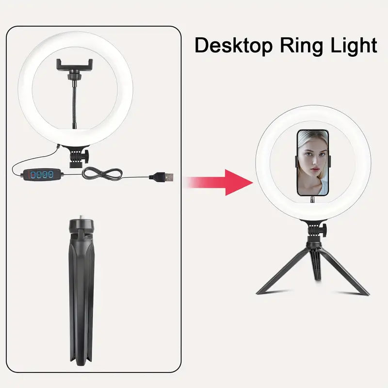 LED Ring Fill Light with Tripod Stand And Phone Holder