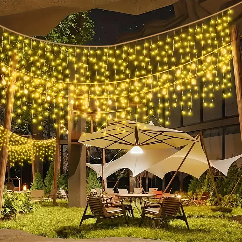 162 LED Solar Icicle String Lights, 8 Modes Festive Decoration Lights