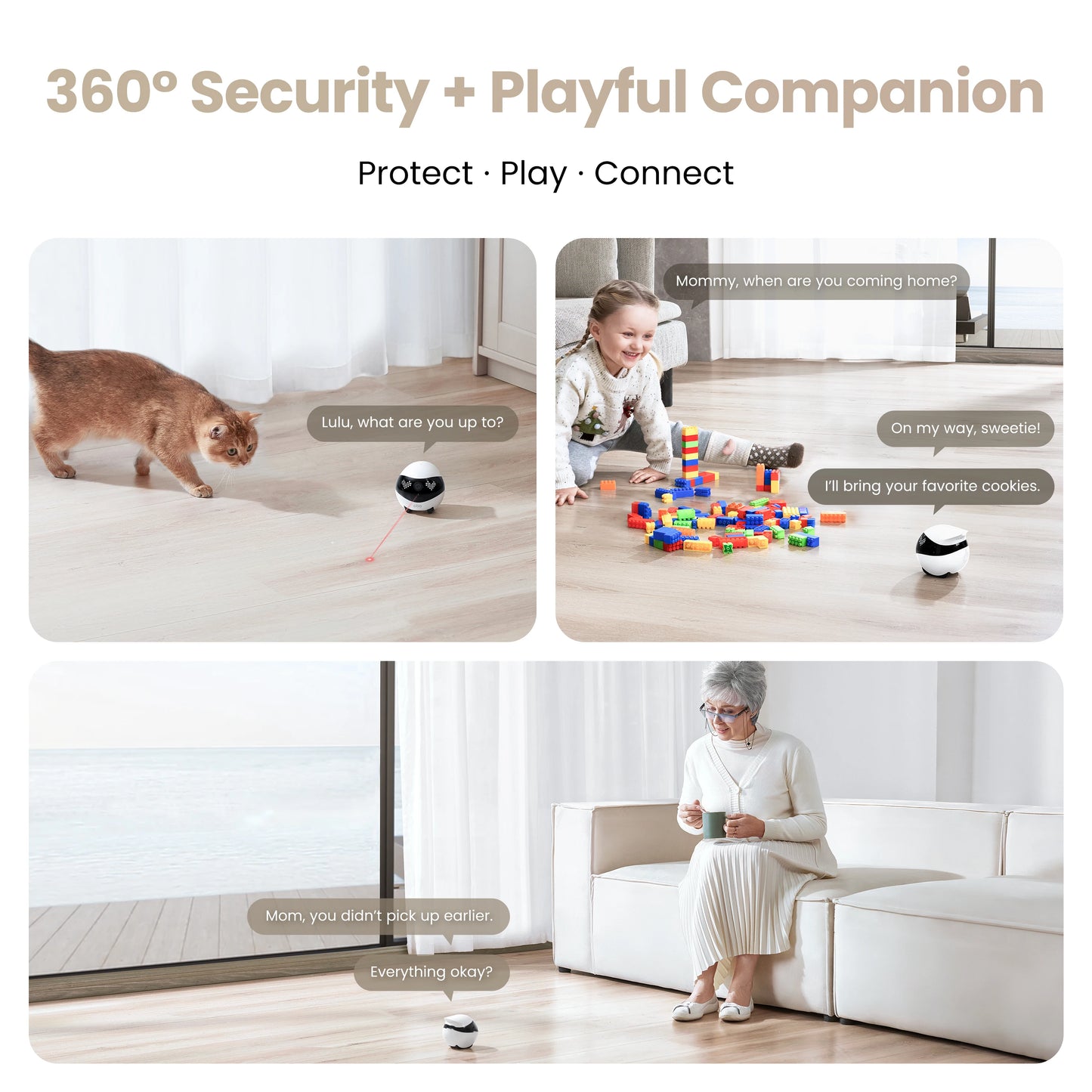 EBO AIR 2 Companion Robot 2K Home Security Pet Camera Night Vison Wireless APP Remote Control for Dog Cat Baby