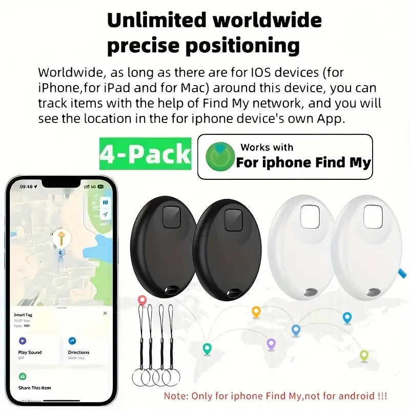 4pcs Wireless Smart Tracker for Apple Find My - Mini Location Tracker