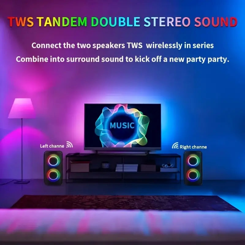 High-Power Wireless Speaker with Subwoofer & Microfone
