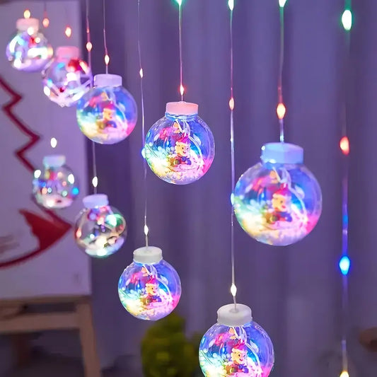 Christmas LED String Lights with Santa, Reindeer, and Snowman 3m