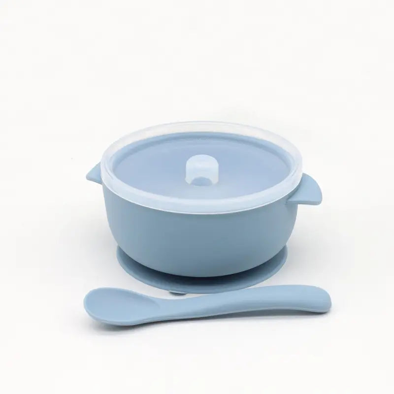 3 pcs Silicone Set 1 Spoon 1 Lid 1 Bowl