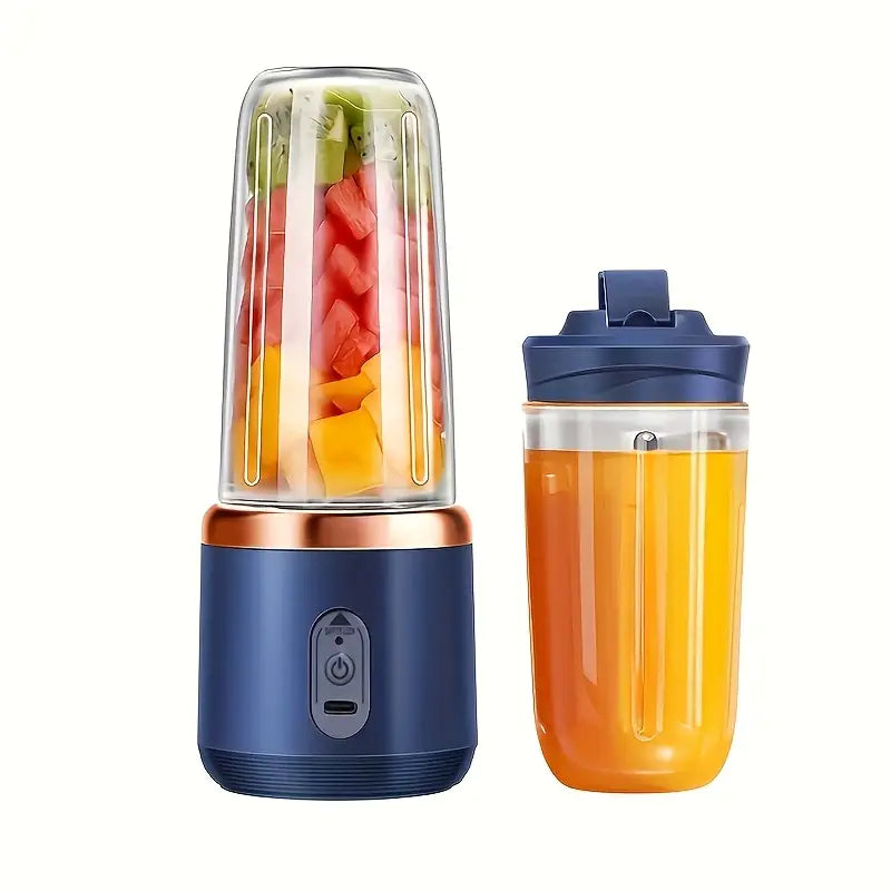 1pc Portable Double-Cup Fruit Juicer, One-Touch Operation