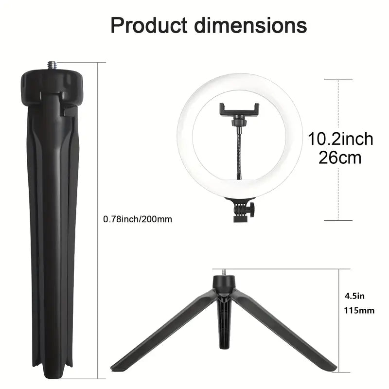 LED Ring Fill Light with Tripod Stand And Phone Holder