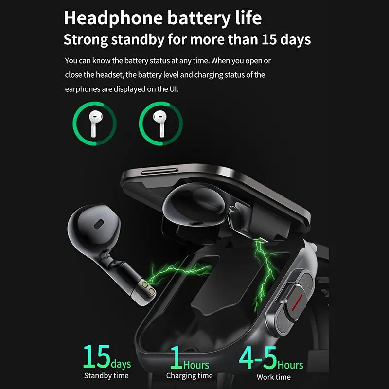 2-In-1 Smartwatch with Built-In TWS Earphone