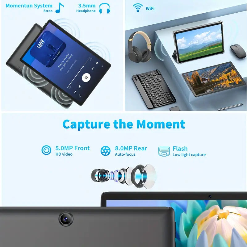 Android Tablet 10 Inch Android 14 Tablet, Keyboard, Mouse, Case, Stylus