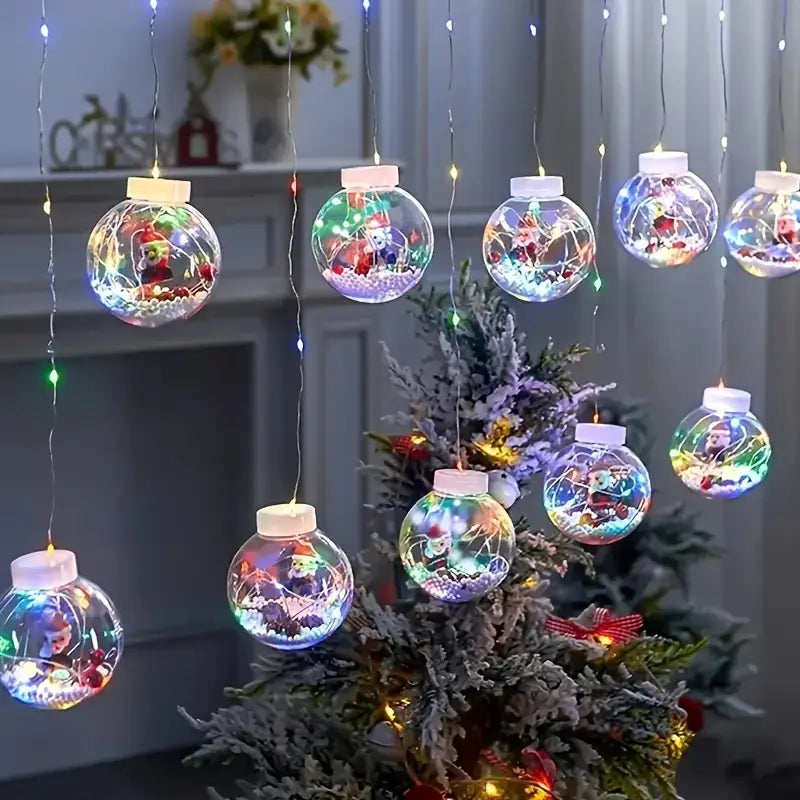 Christmas LED String Lights with Santa, Reindeer, and Snowman 3m