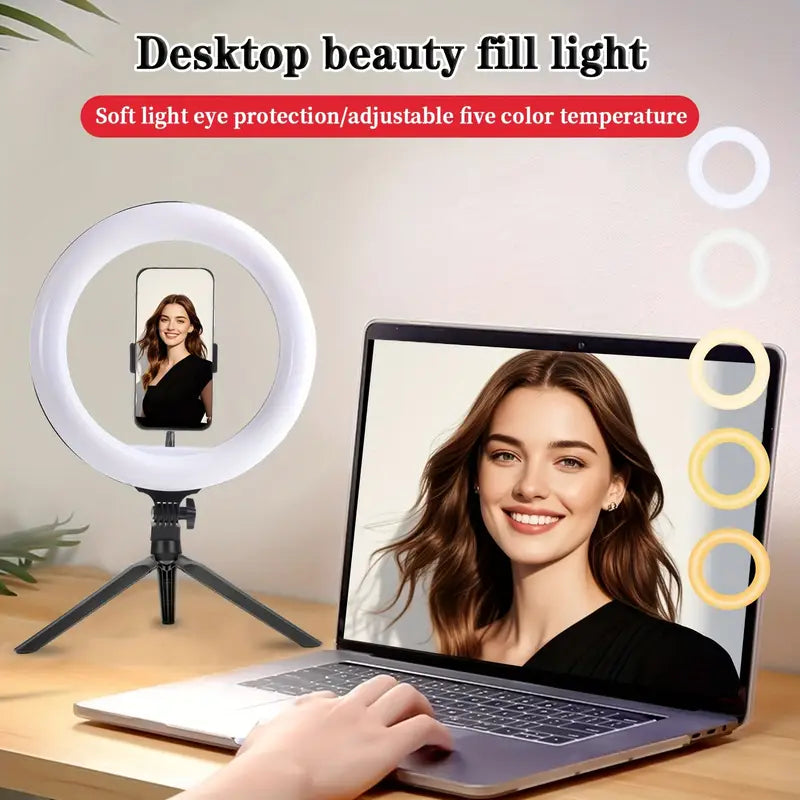 LED Ring Fill Light with Tripod Stand And Phone Holder