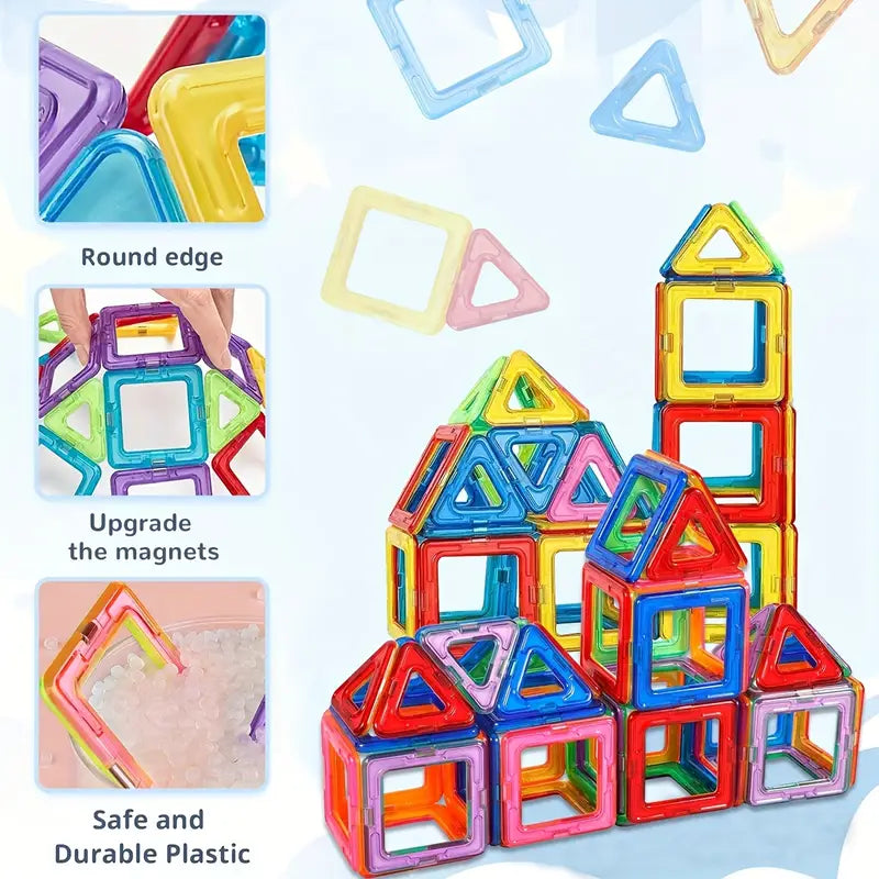 100 Piece Magnetic Building Blocks STEM Educational Set with Storage Bag