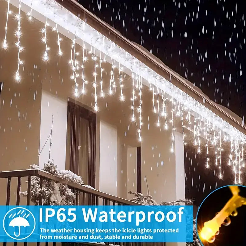 162 LED Solar Icicle String Lights, 8 Modes Festive Decoration Lights