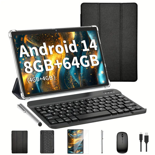 Android Tablet 10 Inch Android 14 Tablet, Keyboard, Mouse, Case, Stylus