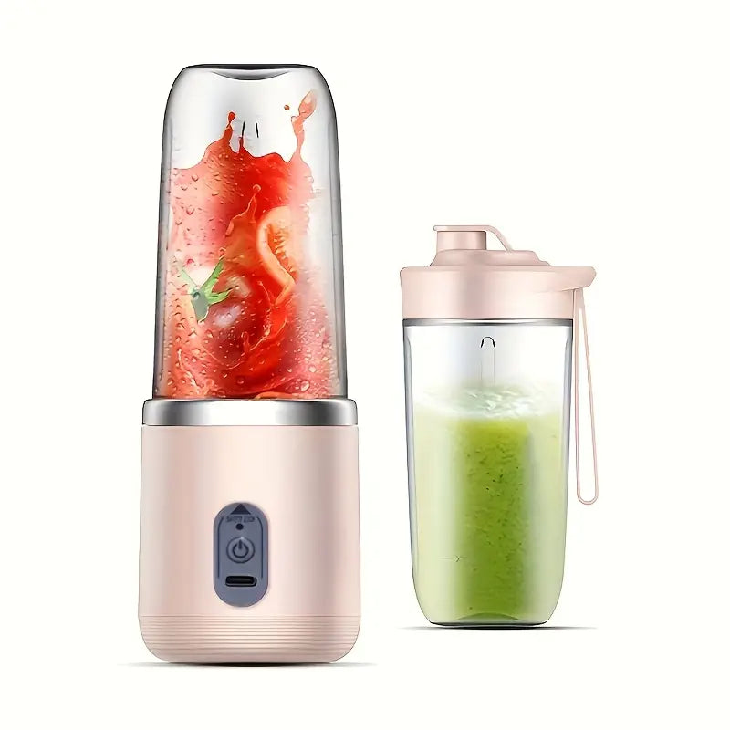 1pc Portable Double-Cup Fruit Juicer, One-Touch Operation