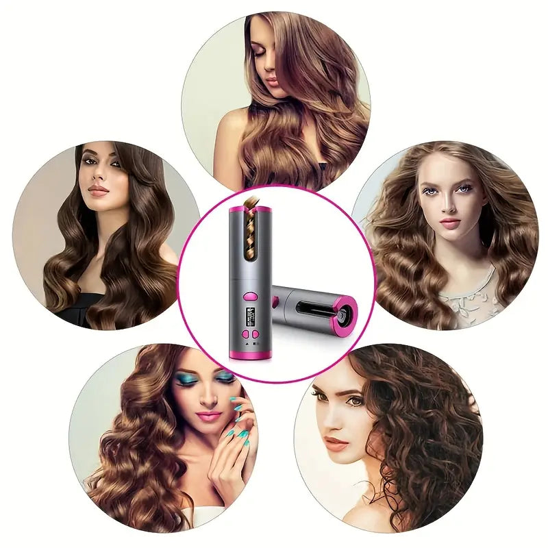 Automatic Curling Iron, USB Rechargeable, with LCD Display