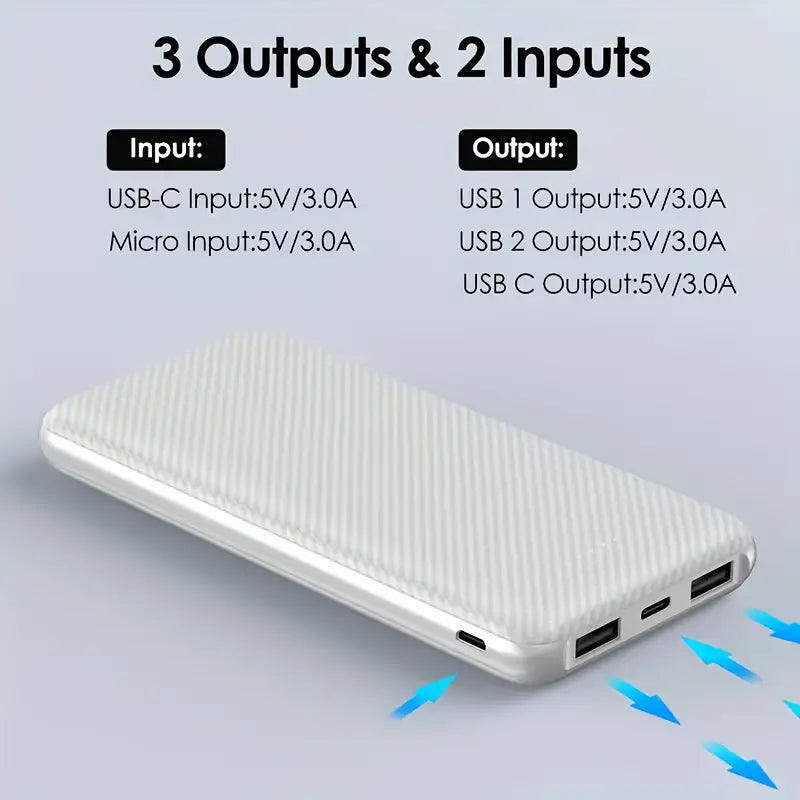 BezosMax 10000mAh Portable Charger with 3 Outputs & 2 Inputs
