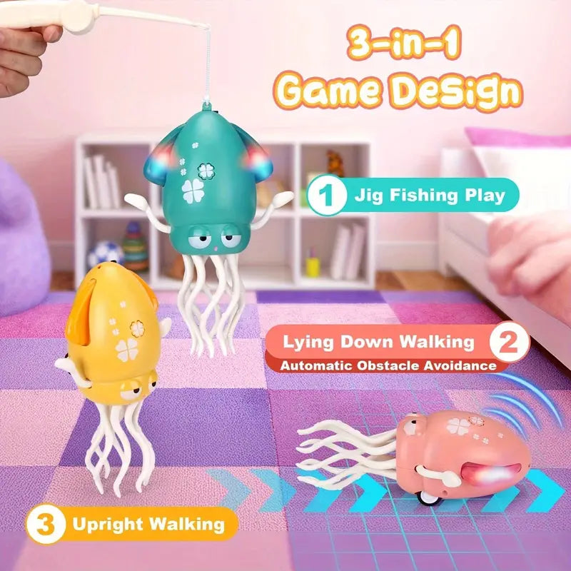 Electric dancing octopus toy with LED lights and music