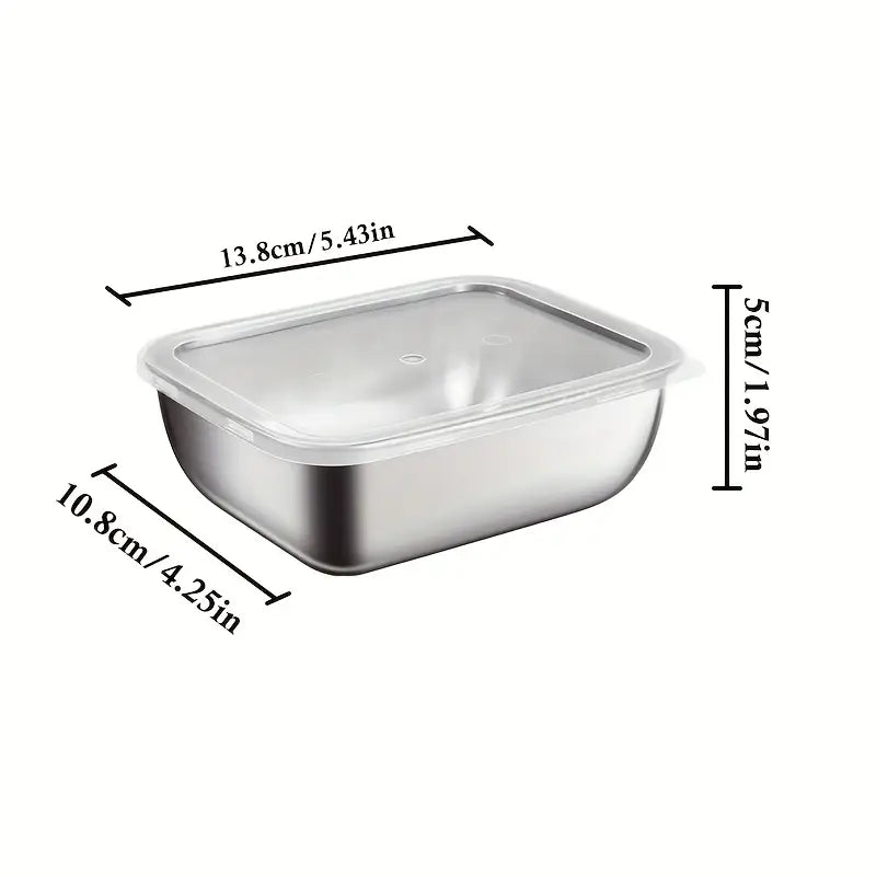10pcs Stainless Steel Square Food Storage Containers with Flip-Top Lids